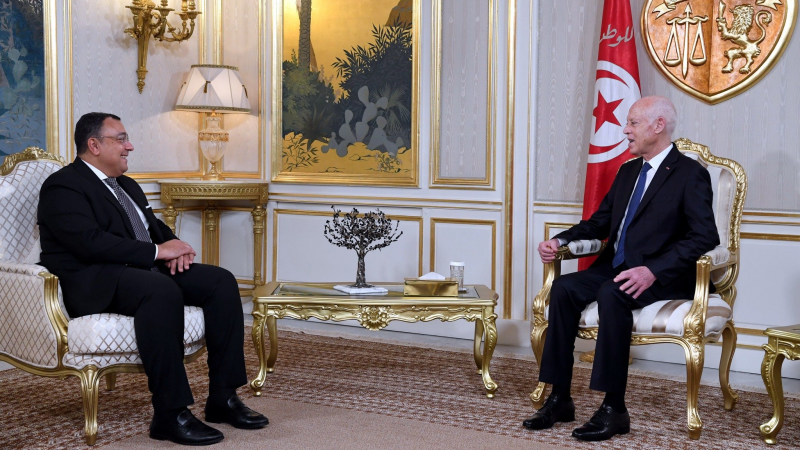 Kais Saied et l'ambassadeur d'Egypte