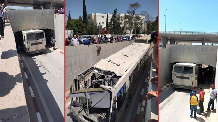 L’Ariana : Un bus heurte le toit d’un tunnel bus