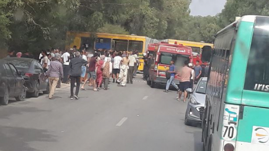 Dérapage d'un bus scolaire sur la route de Sidi Thabet