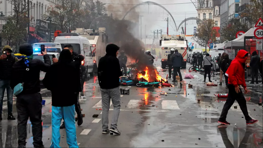 Des violences éclatent à Bruxelles après le match Maroc-Belgique violences
